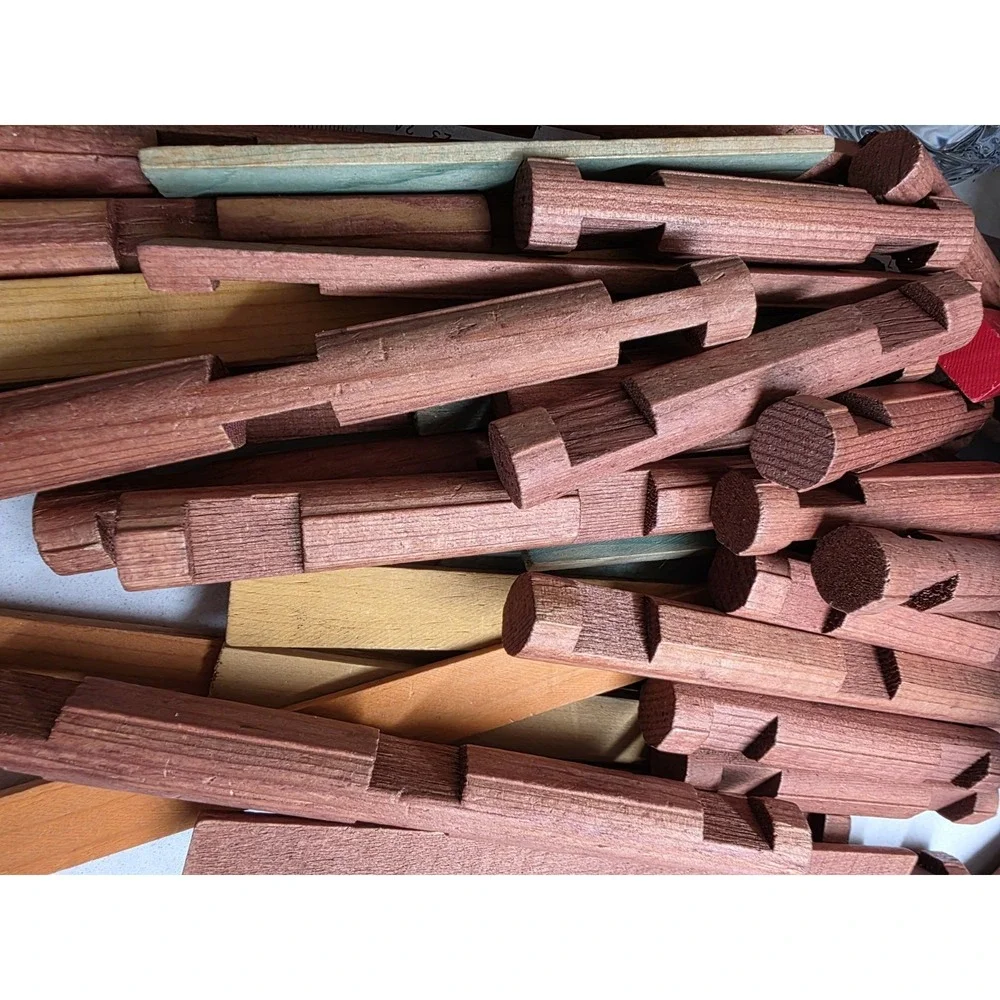 Vintage Lincoln Logs Building Set Lot 100+ Pieces Wood Logs Roof Parts Mixed Lot